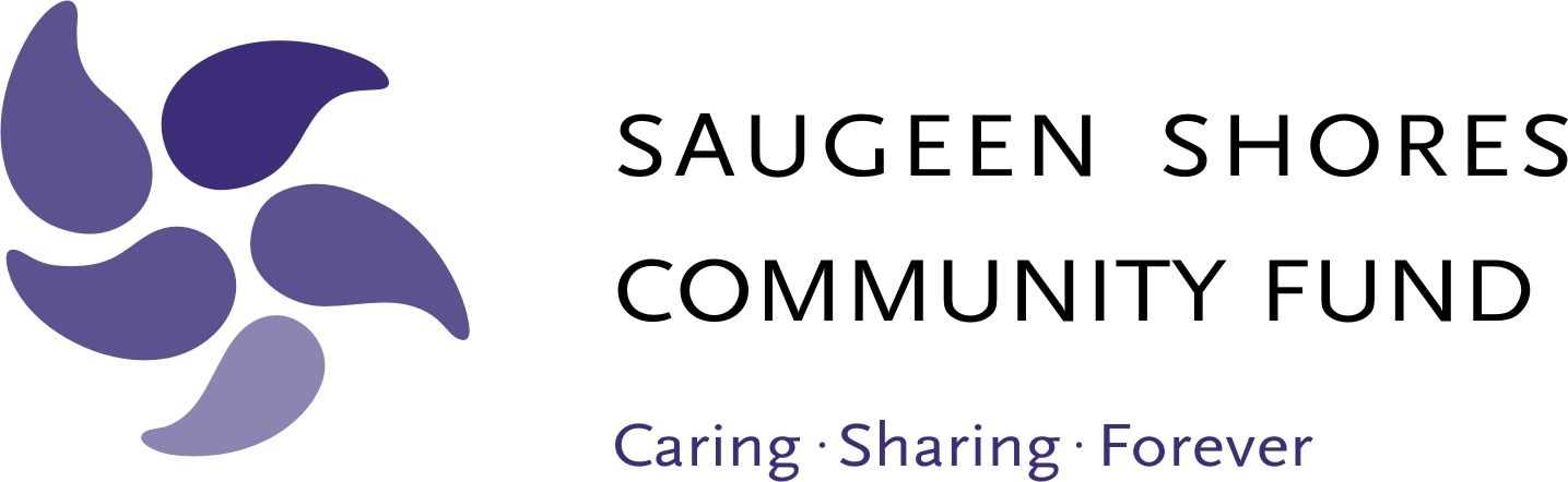 Saugeen Shores Community Fund Logo, Purple sections swirling outward with the slogan 