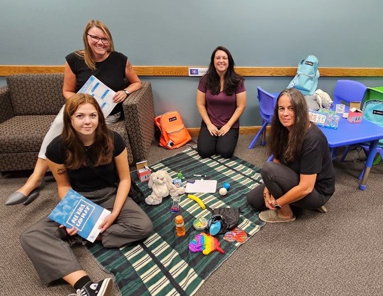 Community Living Kincardine & District staff demonstrate project components to Community Foundation Grey Bruce staff.